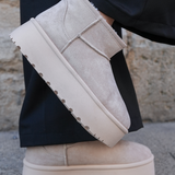 BOTTINES FOURRÉES PLATEFORME CRÈME - Casualmode.fr