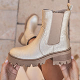 BOTTINES DORÉES À SEMELLE ÉPAISSE - Casualmode.fr