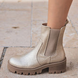 BOTTINES DORÉES À SEMELLE ÉPAISSE - Casualmode.fr