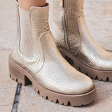 BOTTINES DORÉES À SEMELLE ÉPAISSE - Casualmode.fr