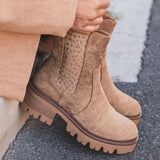 BOTTINES CAMEL AVEC ÉLASTIQUE IMPRIMÉ - Casualmode.fr