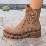 BOTTINES CAMEL AVEC ÉLASTIQUE IMPRIMÉ - Casualmode.fr