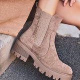 BOTTINES TAUPE AVEC SEMELLE CRANTÉE - Casualmode.fr