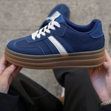 BASKETS PLATEFORME BLEU MARINE À SEMELLE EPAISSE - Casualmode.fr