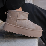 BOTTINES FOURRÉES PLATEFORME KHAKI - Casualmode.fr