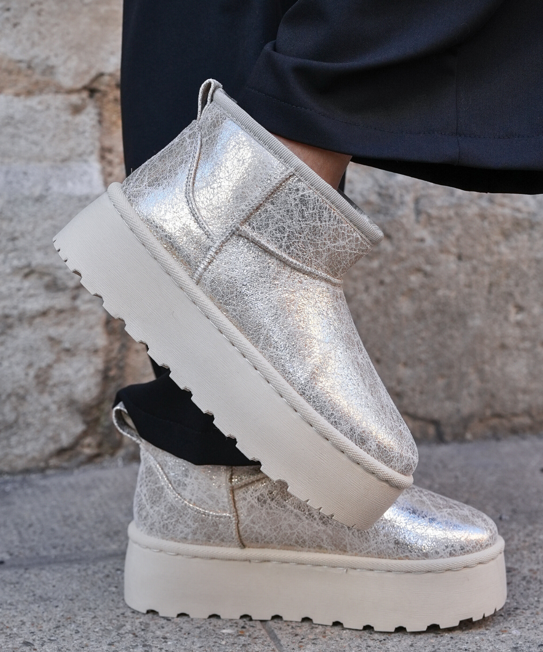 BOTTINES FOURRÉES PLATEFORME GOLD - Casualmode.fr