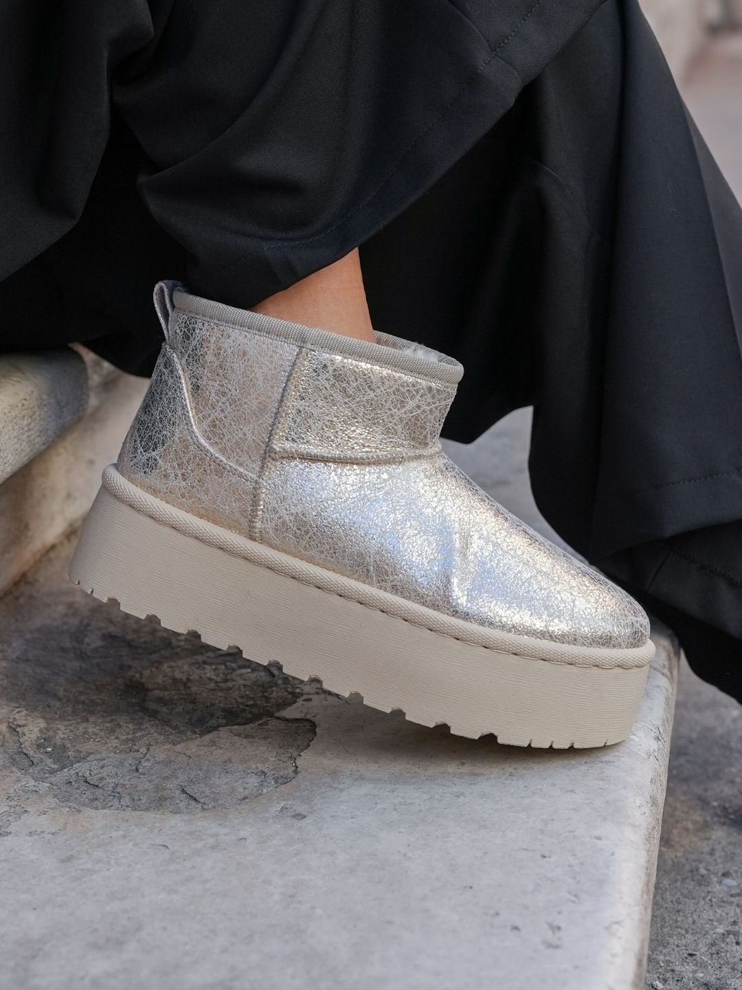 BOTTINES FOURRÉES PLATEFORME GOLD - Casualmode.fr