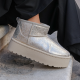 BOTTINES FOURRÉES PLATEFORME GOLD - Casualmode.fr