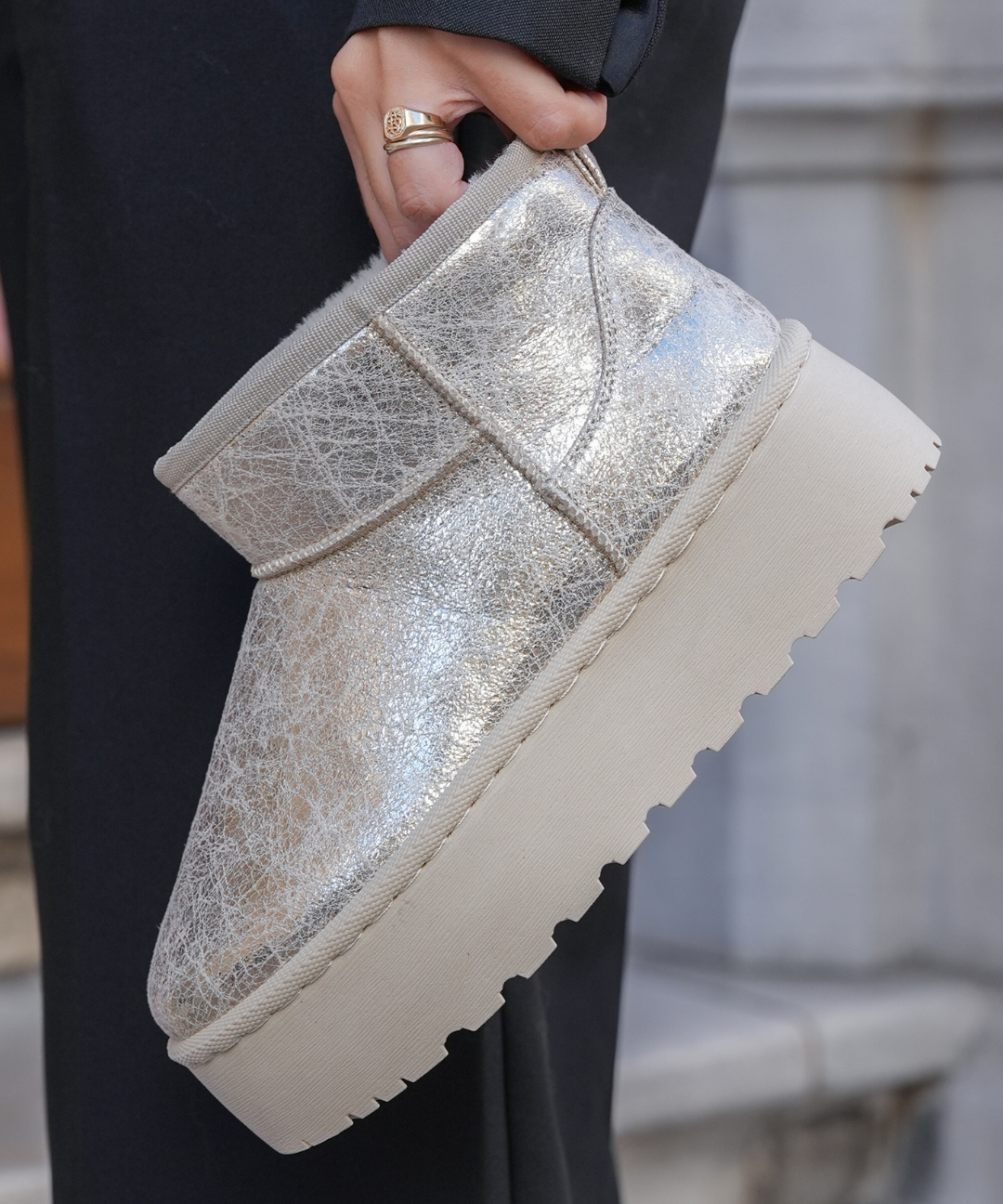 BOTTINES FOURRÉES PLATEFORME GOLD - Casualmode.fr