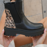 BOTTINES NOIRES CHELSEA – ARRIÈRE LÉOPARD - Casualmode.fr