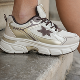 SNEAKERS BLANCHES ET CHOCOLAT - Casualmode.fr