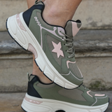 SNEAKERS ÉTOILE VERTES ET ROSES - Casualmode.fr
