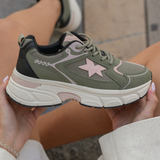 SNEAKERS ÉTOILE VERTES ET ROSES - Casualmode.fr