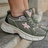 SNEAKERS ÉTOILE VERTES ET ROSES - Casualmode.fr