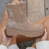 BOTTINES TAUPES CHELSEA – ARRIÈRE PAILLETTES - Casualmode.fr