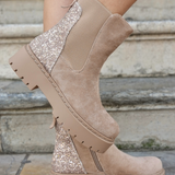BOTTINES TAUPES CHELSEA – ARRIÈRE PAILLETTES - Casualmode.fr