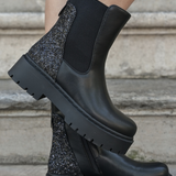 BOTTINES NOIRES CHELSEA – ARRIÈRE PAILLETTES - Casualmode.fr