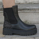 BOTTINES NOIRES CHELSEA – ARRIÈRE PAILLETTES - Casualmode.fr