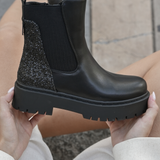 BOTTINES NOIRES CHELSEA – ARRIÈRE PAILLETTES - Casualmode.fr