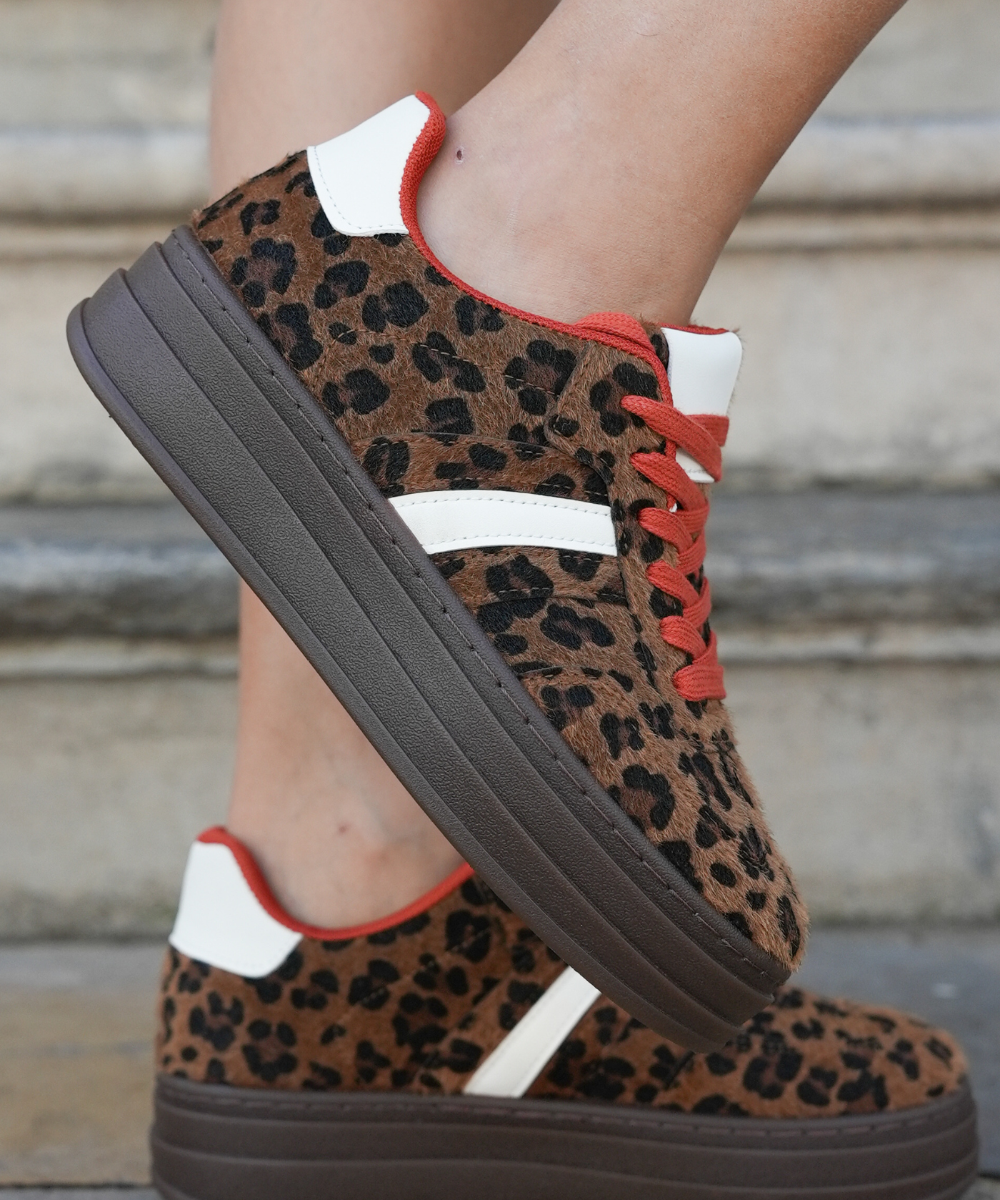 SNEAKERS LÉOPARD À SEMELLE ÉPAISSE - Casualmode.fr