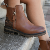 BOTTINES CAMEL CHELSEA À GLITTER BRONZE - Casualmode.fr