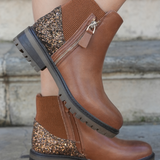 BOTTINES CAMEL CHELSEA À GLITTER BRONZE - Casualmode.fr