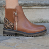 BOTTINES CAMEL CHELSEA À GLITTER BRONZE - Casualmode.fr