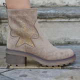 BOTTINES BEIGE ÉTOILE STRASS – TALON 5 CM - Casualmode.fr