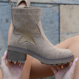 BOTTINES BEIGE ÉTOILE STRASS – TALON 5 CM - Casualmode.fr
