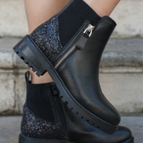BOTTINES NOIRES CHELSEA À GLITTER - Casualmode.fr