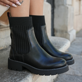 BOTTINES NOIRES FEMME STYLE CHELSEA AVEC TIGE ÉLASTIQUE - Casualmode.fr