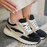 SNEAKERS CHUNKY NOIRES ET DORÉES FEMME AVEC DÉTAIL LÉOPARD - Casualmode.fr