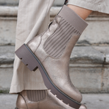 BOTTINES STYLE CHAUSSETTES – BRONZE MÉTALLISÉ - Casualmode.fr