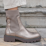 BOTTINES STYLE CHAUSSETTES – BRONZE MÉTALLISÉ - Casualmode.fr