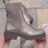 BOTTINES STYLE CHAUSSETTES – BRONZE MÉTALLISÉ - Casualmode.fr