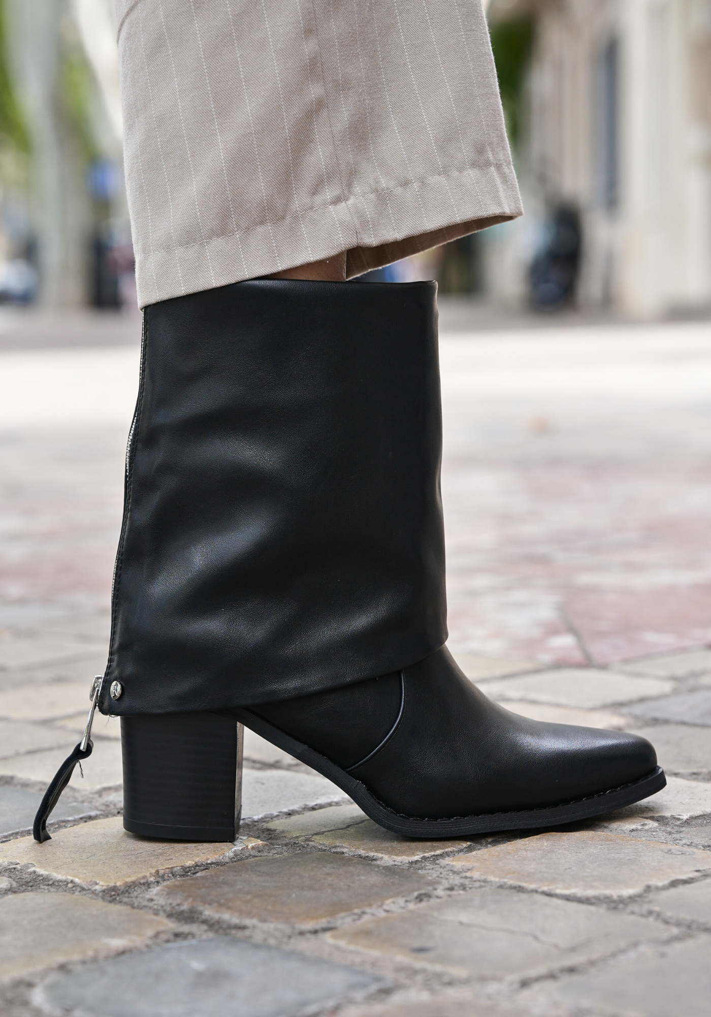 BOTTINES BLACK ZIP – TALON BLOC - Casualmode.fr