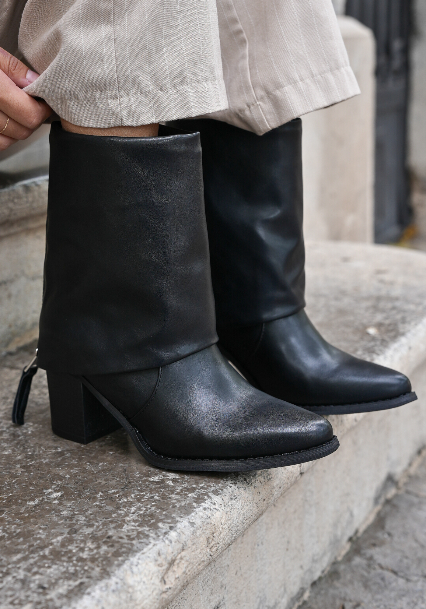 BOTTINES BLACK ZIP – TALON BLOC - Casualmode.fr