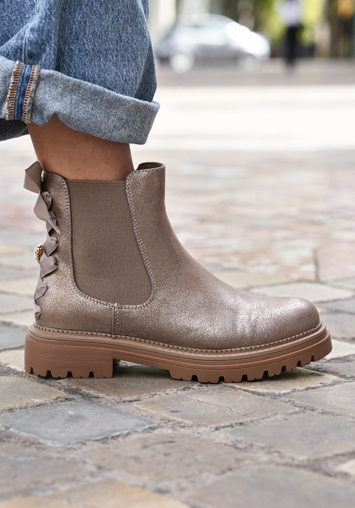 CHELSEA BOOTS BRONZE À SEMELLE CRANTÉE - Casualmode.fr