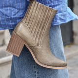 BOTTINES COWBOY BRONZE À TALON – EFFET CROC - Casualmode.fr