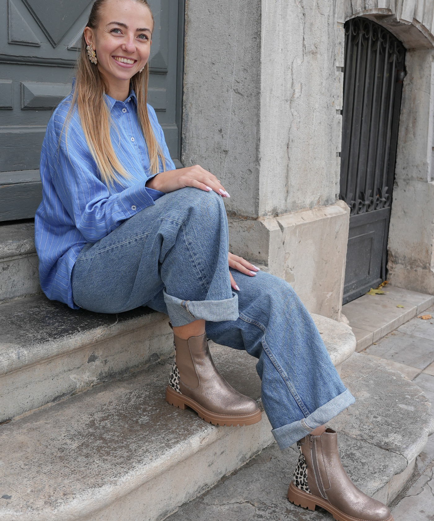 BOTTINES CHELSEA MÉTALLISÉES – DÉTAIL LÉOPARD - Casualmode.fr