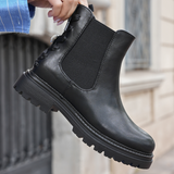 CHELSEA BOOTS NOIRES À SEMELLE CRANTÉE ET NOEUD ARRIÈRE - Casualmode.fr