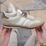 BASKETS FEMME MARRON BEIGE ET LEO - Casualmode.fr