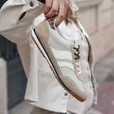 BASKETS FEMME MARRON BEIGE ET LEO - Casualmode.fr