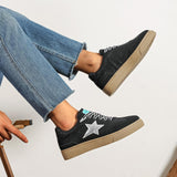 BASKETS NOIRES AVEC ÉTOILE ARGENTÉE - Casualmode.fr