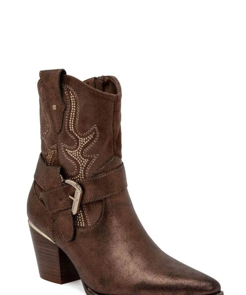 BOTTINES COWBOY COURTES MARRON – STYLE WESTERN - Casualmode.fr