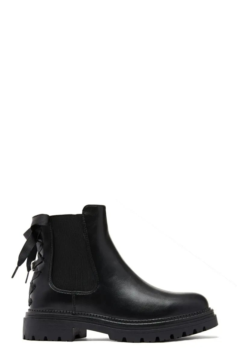 CHELSEA BOOTS NOIRES À SEMELLE CRANTÉE ET NOEUD ARRIÈRE - Casualmode.fr