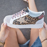 Basket femme étoile léopard à lacets - Judith - Casualmode.fr
