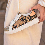 BASKETS LÉOPARD FEMME A PAILLETTES DORÉES - Casualmode.fr