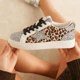 BASKET FEMME LÉOPARD ÉTOILE À LACETS - Casualmode.fr