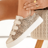 BASKETS FEMME LÉOPARD BEIGE- FERMETURE A SCRATCH - Casualmode.fr